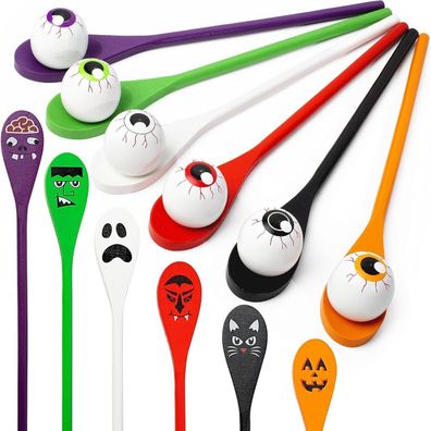 JOYIN Halloween Ei und Löffel Rennen Spiele Set für Kinder und Erwachsene, 6