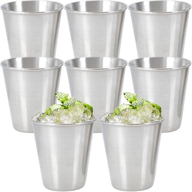 saijer Edelstahl Shot Gläser Set, 8 Stück kleine Schnapsbecher, 70ml, tragbar