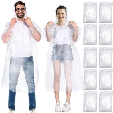 Henrycares Einweg Regenponcho für Damen und Herren, durchsichtig, wasserdicht