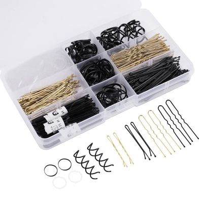 343tlg. Haarnadeln Set mit Aufbewahrungsbox - Metall Wellenform Haarklammern