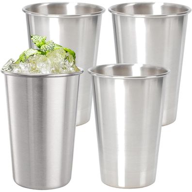 saijer Edelstahl Shot Gläser Set, 4 Stück, 180ml, Tragbar für Camping & Picknick
