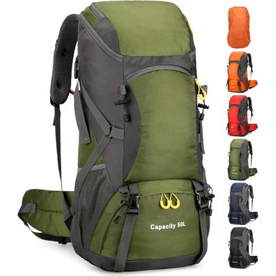 jianyana Wanderrucksack 50L Trekkingrucksack mit Regenhülle, Reiserucksack für