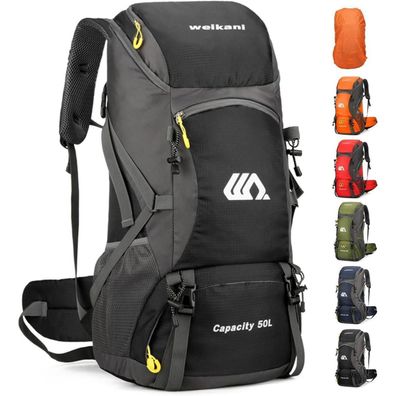 jianyana Wanderrucksack 50L Trekkingrucksack mit Regenhülle, wasserdicht für