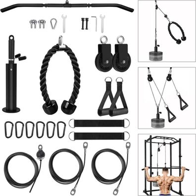 LFJ Latzug & Kabelzug Set für Zuhause - Krafttraining für Arme, Trizeps, Bizeps