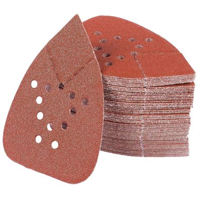 PMIQSA 80 Stück 60 Körnung Dreieckschleifpapier 135x93mm Klett für Holzarbeiten