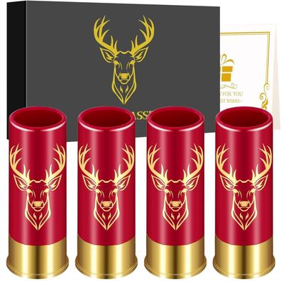 Lkkcher Novelty Schnapsgläser mit Hirschkopf, 4er Set, Jagdgeschenke für
