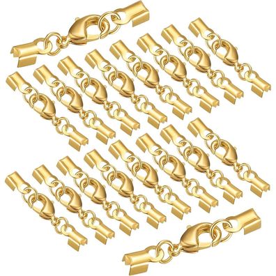 20 Stk. Schmuckverschlüsse mit Karabiner, 32mm Gold, für Halsketten und