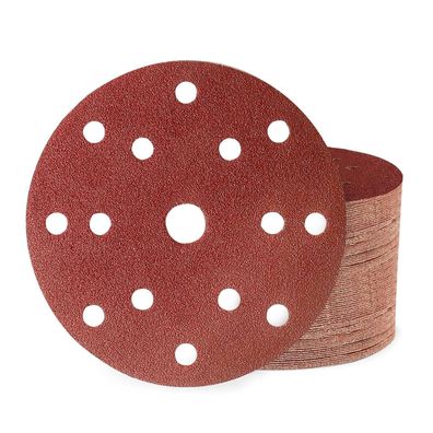 Huopueit Schleifpapier 150mm Klett 60 Körnung 15 Loch, 50 Stück für