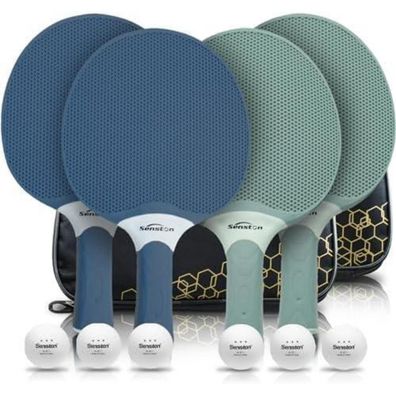 Senston Tischtennisschläger Set für 2-4 Spieler, Professionelles Set mit