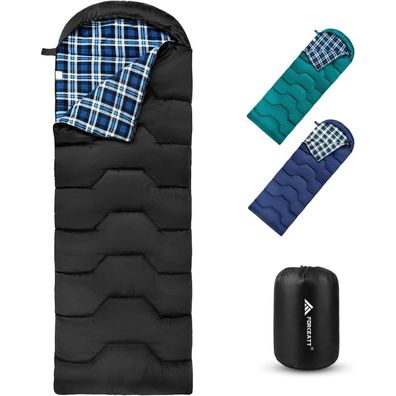 Forceatt Schlafsack 3-4 Jahreszeiten, Flanell & Polyester, wasserdicht, bis