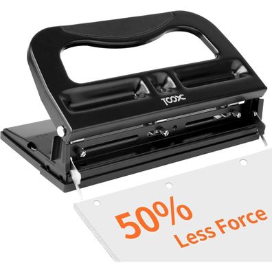 XOOL 3-fach Metall Locher für 40 Blatt, verstellbar, ergonomisches Design