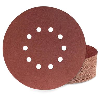 Huopueit 40 Stück Schleifpapier 225mm Klett, 10 Loch, Körnung 100 für