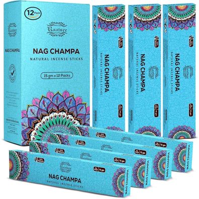 raajsee Nagchampa Räucherstäbchen 12er Packung (15g pro Packung) - 100
