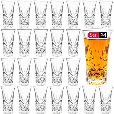 JAIEF Tequila-Gläser 60ml (24 Stück) - Robuste Gläser für Spirituosen, Espresso