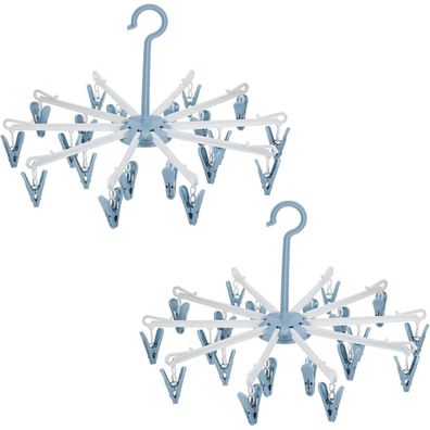 Hejo 2 Stück Sockentrockner Wäscheständer mit 20 Clips, klappbare Wäschespinne