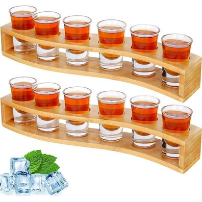 SuproBarware Schnapsgläser Set mit 12 Gläsern und Halter, 30 ml, Kristallglas