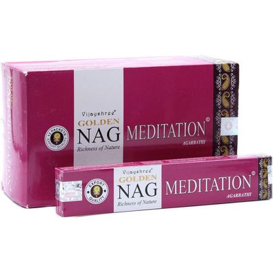 Vijayshree Golden Nag Meditation Räucherstäbchen, 12 x 15 g