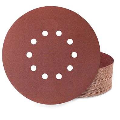 Huopueit 40 Stück Schleifpapier 225mm Klett, 10 Loch, Körnung 120 für