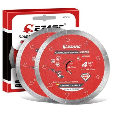 EZARC Diamant Trennscheiben 115mm für Fliesen, Keramik, Porzellan (2 Stück)