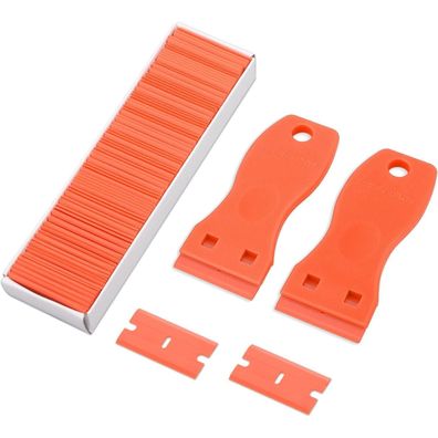 FOSHIO 2er Kunststoff Schaber Set mit 100 Klingen - Ideal für Vinyl Aufkleber