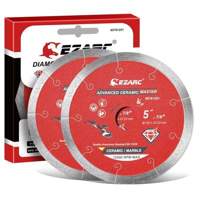 EZARC Diamant Trennscheiben 125mm für Fliesen, Keramik, Porzellan (2 Stück)