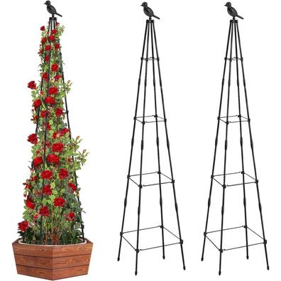 Mymulike Rankhilfe Obelisk 165cm Metall für Kletterpflanzen und Rosen (2 Stück)
