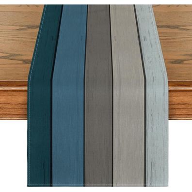 Artoid Mode Tischläufer Blau Grau Planken Antik Rustikal Holz 40x140 cm