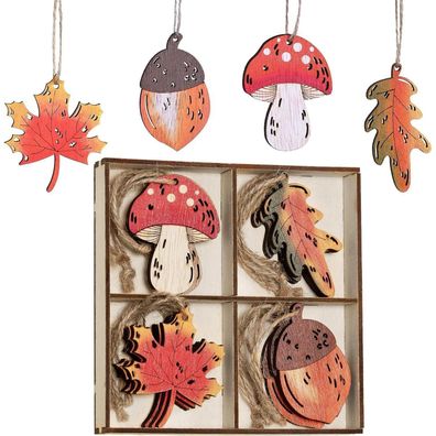 Valery Madelyn Holz Deko Hänger Herbst Dekoration - 24er Set mit Ahornblatt