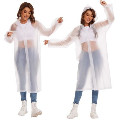 2 Stück Regenponcho Damen Herren, Wasserdicht Transparent Regenjacke Regencape