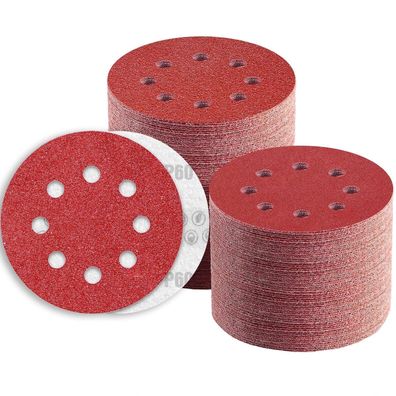 Twstyfal Schleifpapier 125mm Klett 60 Körnung, 8 Loch, 80 Stück für