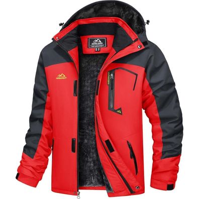 Tacvasen Herren Winterjacke Rot XXL - Wasserdicht, Winddicht, Warm Gefüttert