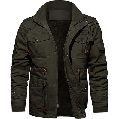 Tacvasen Herren Winterjacke Warme Fleecejacke Militärjacke Lässige Gefütterte