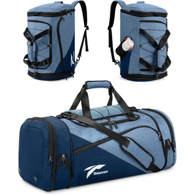 Tolaccea Sporttasche Rucksack 45-63L erweiterbar mit Schuhfach, Nassfach