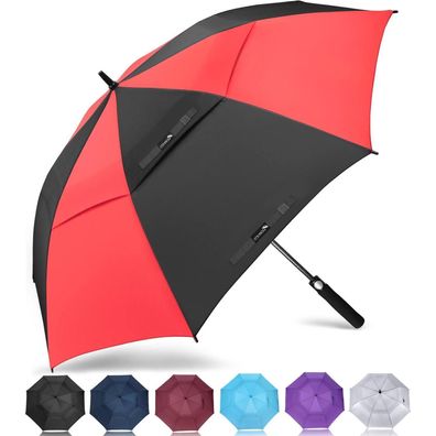ZOMAKE Großer Regenschirm Sturmfest XL/XXL, 137cm, Schwarz/Rot, für 2 Personen