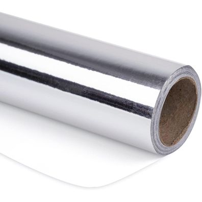 Ruspepa Silber Metallic Geschenkpapier - Mini Rolle, 44 cm x 10 m, Perfekt für