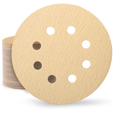 Huopueit 80er Schleifpapier 125mm Klett 150 Körnung, 8 Loch für