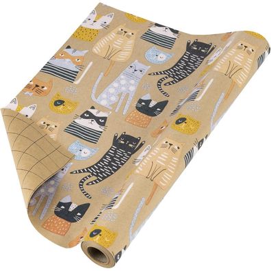 Ruspepa Kraft-Geschenkpapierrolle mit Katzendesign - 43 cm x 10 m - Für alle