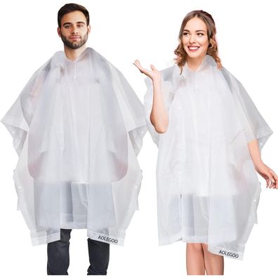 2er Pack Aolegoo Regenponcho, wiederverwendbar, tragbar, Unisex, EVA, für