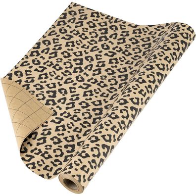 Ruspepa Kraft-Geschenkpapierrolle mit Leopardenmuster, 43 cm x 10 m - Perfekt
