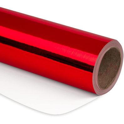 Ruspepa Rotes Metallic-Geschenkpapier Mini-Rolle 44 cm x 10 m - Perfekt für