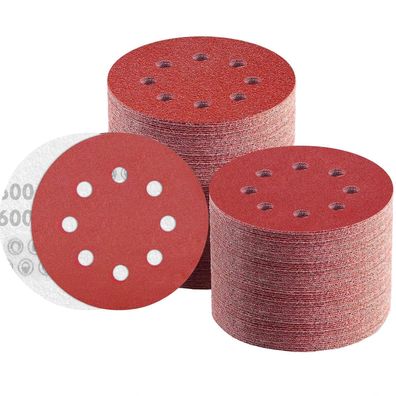 Twstyfal Schleifpapier 125mm Klett, 600 Körnung, 8 Loch, 110 Stück