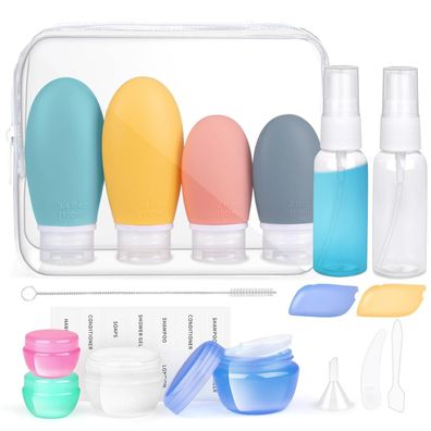 Opret 18-teiliges Silikon Reiseflaschen Set 30/60/100ml, nachfüllbar