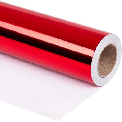 Ruspepa Metallic Geschenkpapier Rot - 76 cm x 10 m - Spiegelnde Oberfläche für