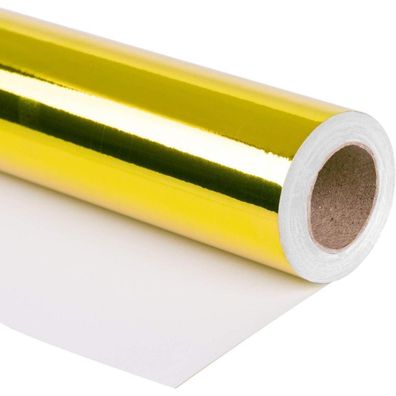 Ruspepa Gold Metallic Geschenkpapier - 76 cm x 10 m, einfarbig, glänzende Folie