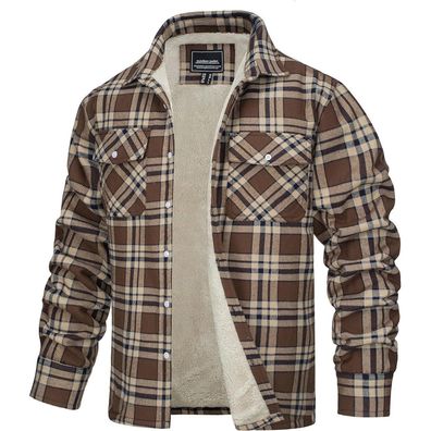 Tacvasen Herren Fleece Thermohemd Warm Flanellhemd Holzfällerhemd Winter