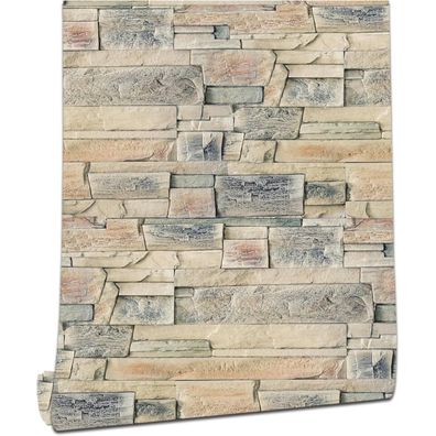 myforHD Selbstklebende Tapete Ziegeloptik Vintage 44cm x 300cm, Wasserdicht für