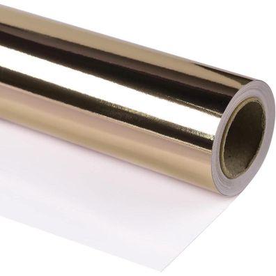 Ruspepa Geschenkpapier Champagner Gold Metallic - Einfarbig, 44,5 cm x 10 m