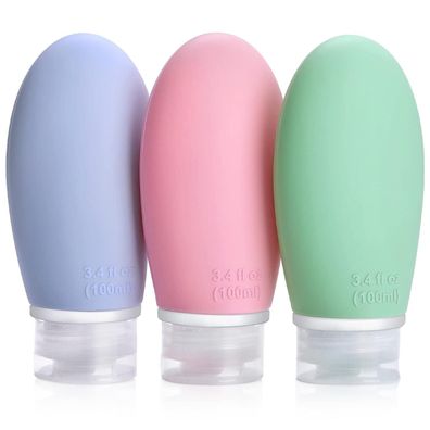 Opret 3er Set 100ml Silikon Reiseflaschen, Auslaufsicher, Nachfüllbar