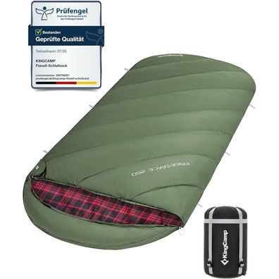 KingCamp XXL Baumwoll Flanell Deckenschlafsack für Erwachsene, 220x100cm, Warm