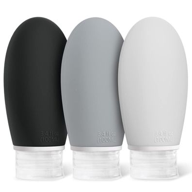 Opret 3er Set 100ml Silikon Reiseflaschen, auslaufsicher und TSA-geprüft, für